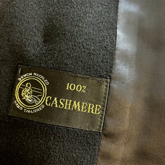 Bespoke Mr. Divine Size 44 Men's Black Pure Cashmere Hand Tailored Overcoat - Picture 7 of 8